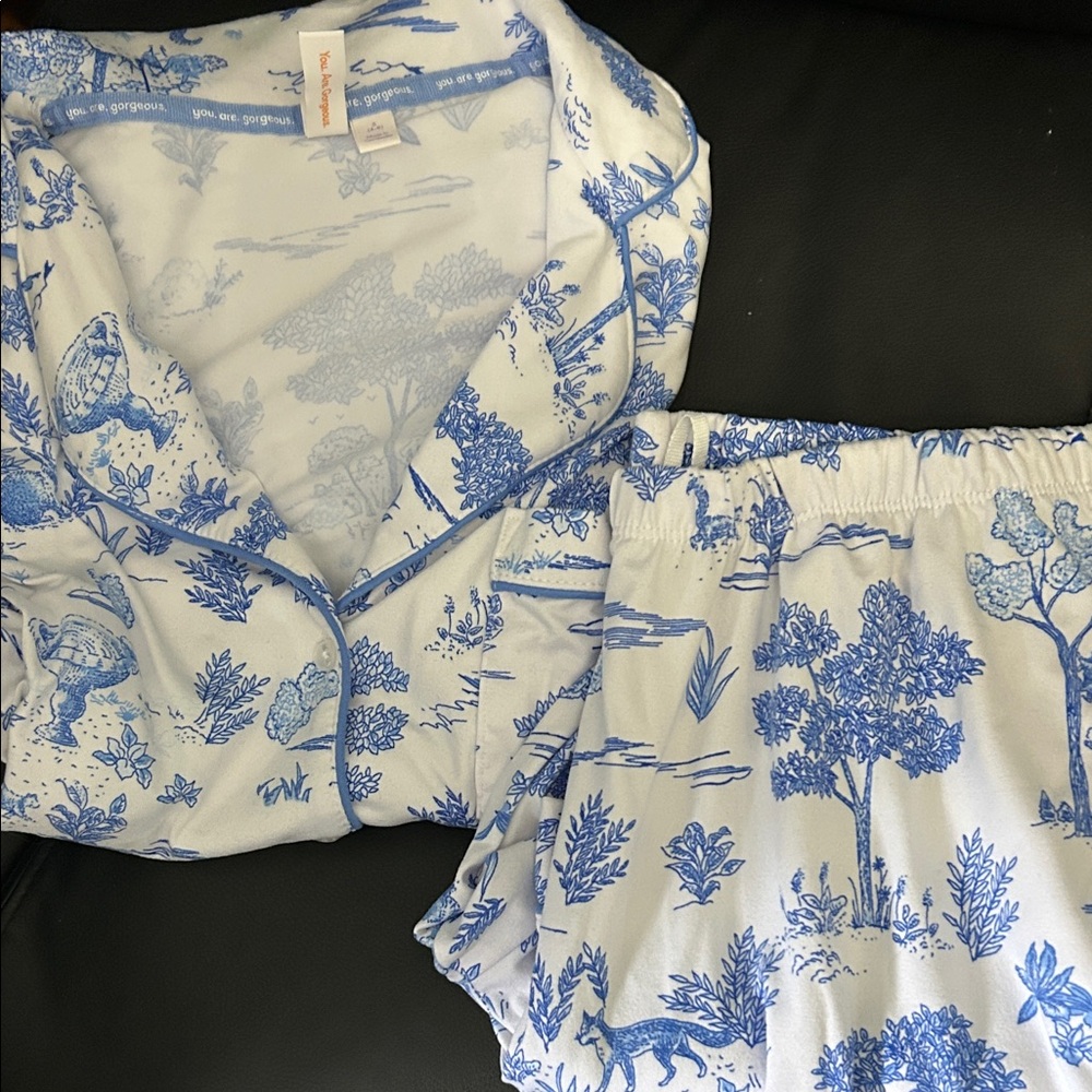 Blue and White Pajama Set